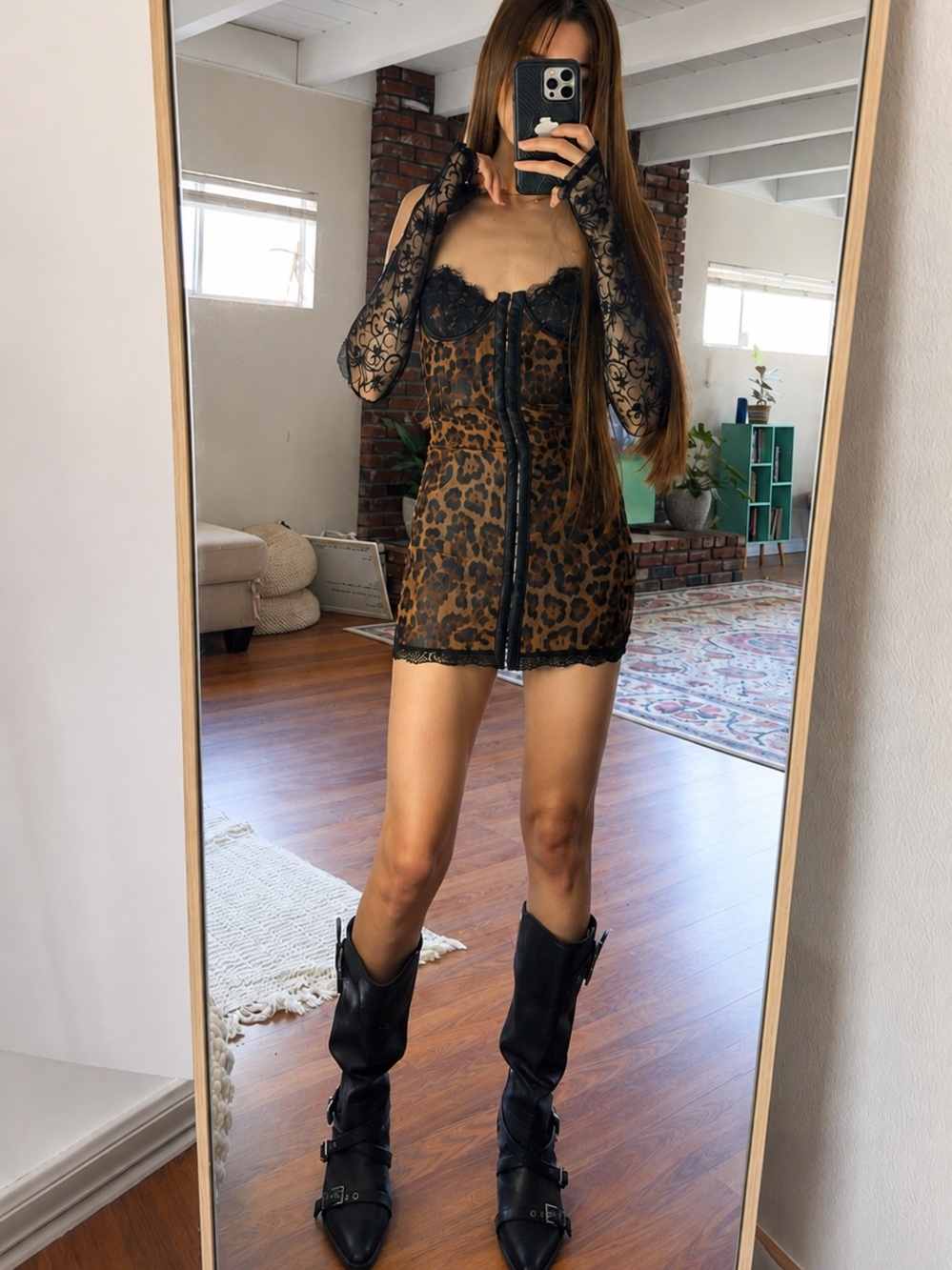 Dolls Kill CAPTIVATING GAZES SLIP DRESS - LEOPARD - Picture 3 of 5